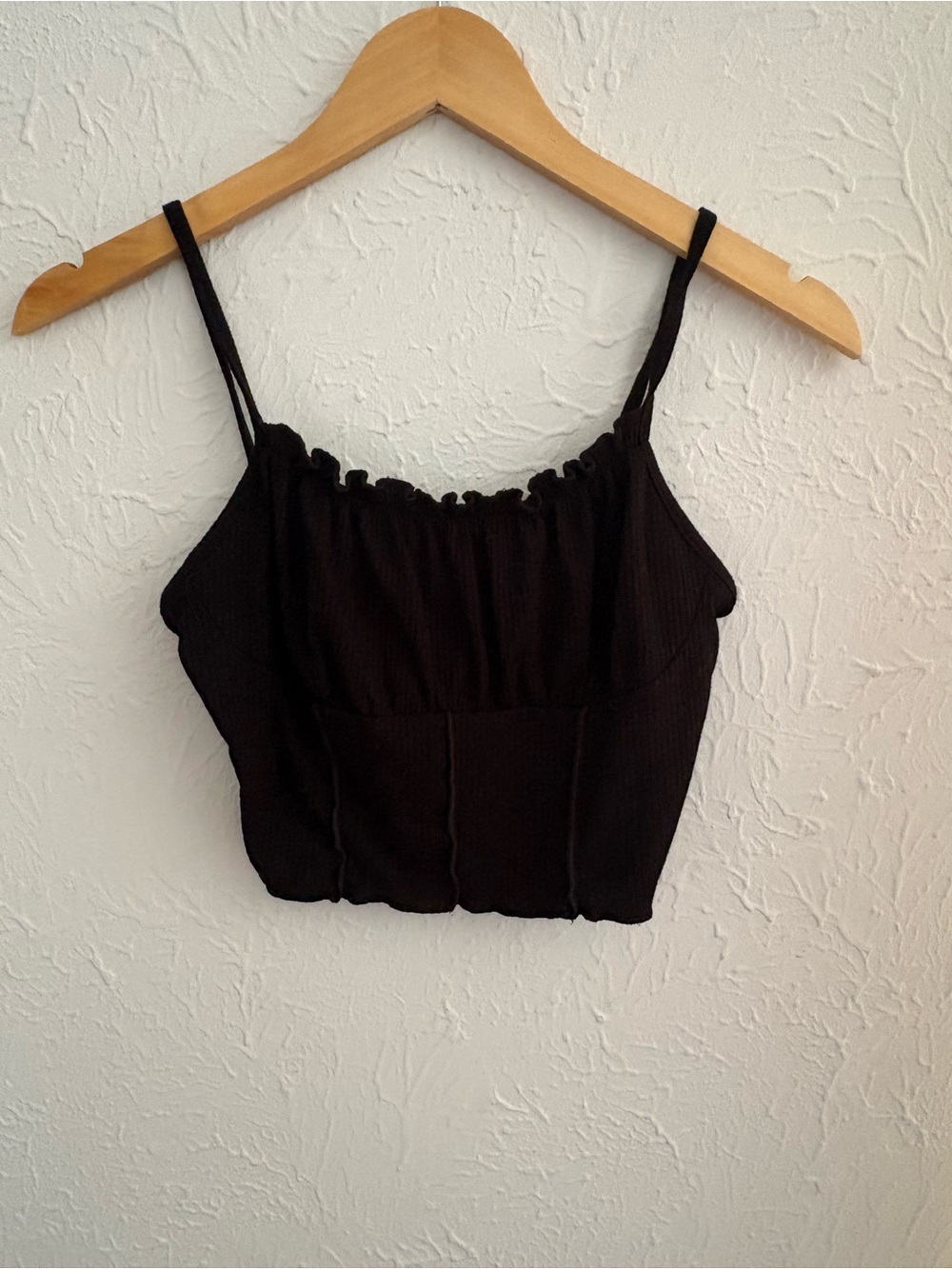 Papaya Black Ruffle-Trim Cropped Camisole